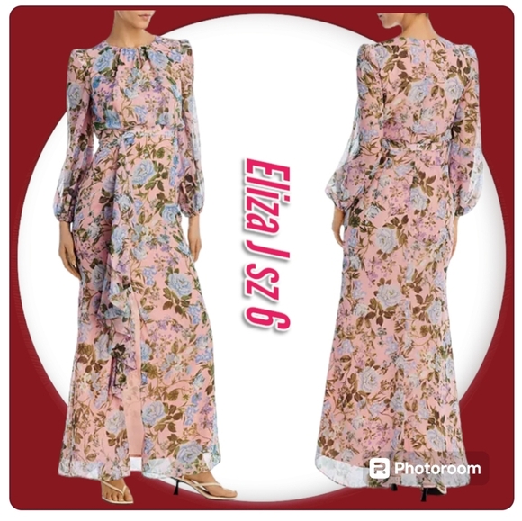 NWT Eliza J Floral Print Pink Maxi Dress Sz 6 - Picture 1 of 12